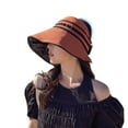 thumbnail image 5 of Skymirror Women Sun Hat Stripe Heat Isolating Contrast Color Anti-UV Sunscreen Bucket Hat Outdoor Hat, 5 of 8