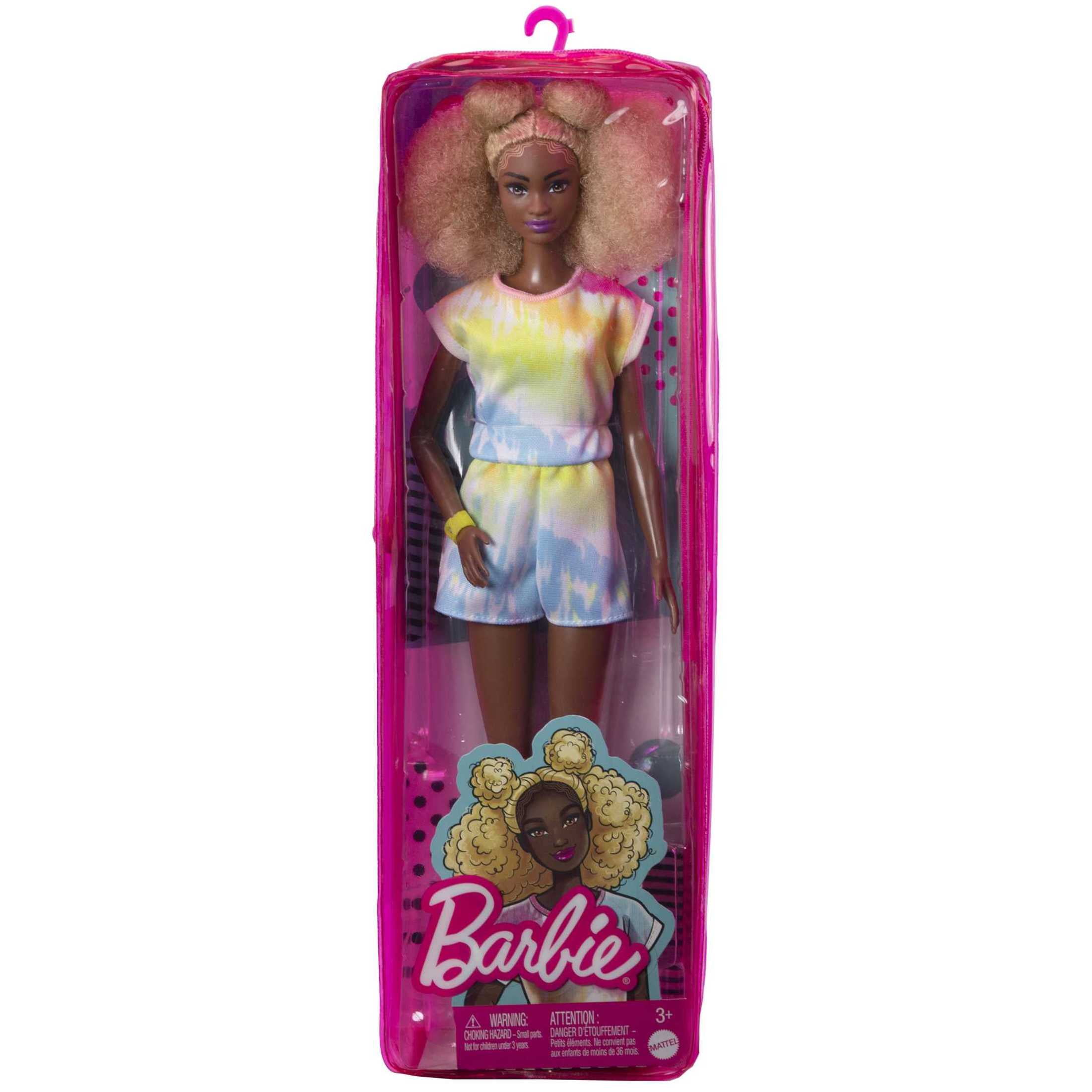 Barbie Fashionistas Doll 180 Tall Blonde Afro Tie dye Romper Sneakers Walmart