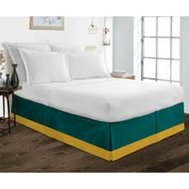 D.N.G. BEDDINGS 1 Piece Split Corner Two Tone Tailored Bed Skirt, Twin Size 24 Inch Deep Pocket, 800 Thread Count, 100% Egyptian Cotton, Solid Teal/Gold Color.