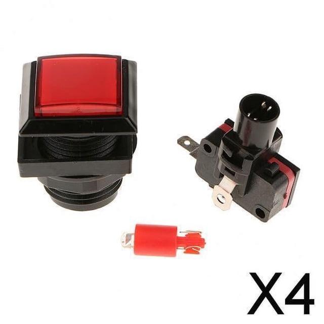 Paquete de 2-6 botones pulsadores de Arcade para máquina de juego cuadrada de 33mm + interruptor iluminado LED 4 piezas