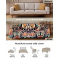 thumbnail image 3 of Vintage Flowers Sofa Couch Covers for 3 Cushion Couch, Washable L Shape Sectional Sofa Covers for Loverseat/Pets/Kids, Ethnic Boho Floral Botanical Black Slipcover Blanket Futon Cover 71''x134'', 3 of 8