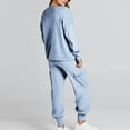 thumbnail image 6 of STETMN Women Fleece Sweatsuit 2 Piece Solid Color Long Sleeve Pullover Long Pants Lounge Set, 6 of 8