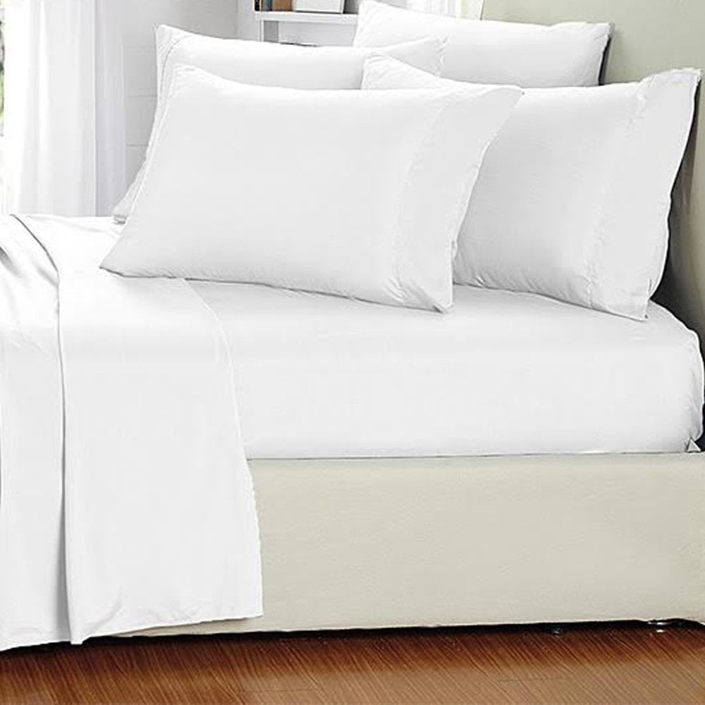 Plain Microfiber Bed Sheet Set(Twin,White) Deep Pocket Bed Sheet Set