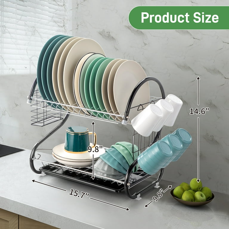 Ktaxon 2-tier dish rack dish drying rack, kitchen rack bowl rack