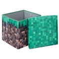thumbnail image 2 of Minecraft: Ottoman - Small - Pixel Grass Block Collapsible Storage w/ Lid, Footrest Box ,11x.8" Square Cube, Store Toys, Game Theme Decor, Licensed, 2 of 7