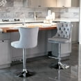 thumbnail image 3 of Velvet Barstools Set of 2, Adjusatble Seat Height from 25-33 Inch, Swivel Modern Upholstered Bar Stools with Backs Comfortable Tufted for Home Pub Kitchen Island, Gray with Sliver Bottom-2 PCS, 3 of 7