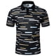 thumbnail image 1 of Camisas Hombre Vestir Manga impresa Casual Striped and Short Button Men's Spring Summer Shirt Men's blusa de Men (Black, L), 1 of 7