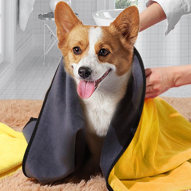Baohd Say Goodbye To Wet Pet Grooming Towel For Quick Drying Dog Towels For Drying Dogs Durable Yellow+Grey 30*60cm 1Set