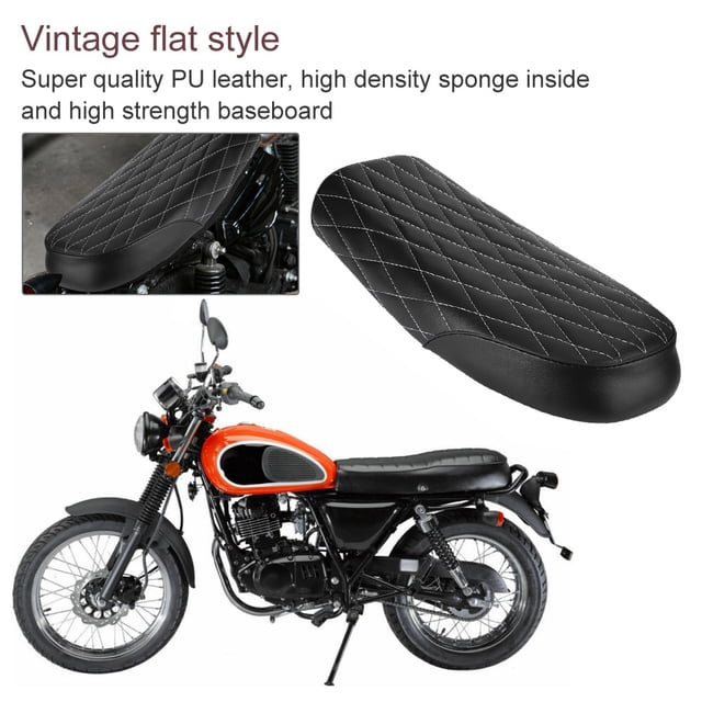 Cojín Para Asiento De Motocicleta, Asiento Plano De Cuero PU, Estilo Vintage, Apto Para CB CL AX100 CG125, Color Negro