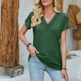 thumbnail image 2 of FAIWAD Women Dressy Summer Tops Short Sleeve Lace Trim V Neck T Shirts Business Casual Pullover Tops, 2 of 6