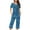 Navy Blue, variant on Tnhcen Women's 2-Piece Summer Pajamas Henley-Collar Home Clothes Short-Sleeve Shirts And Capri Trousers With Pockets