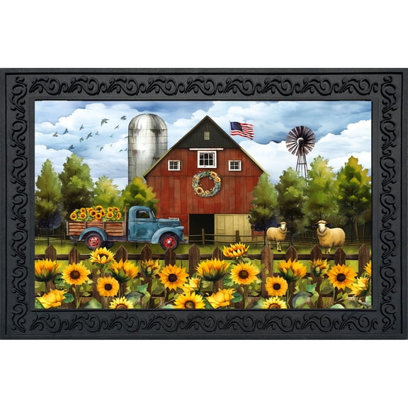 Briarwood Lane Summer Doormat 30x18 Indoor Outdoor Sunflower Barn For Summer Doormat