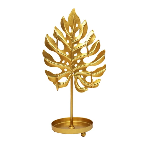 Organizador de joyas colgante con forma de hoja para adornos del hogar y escritorio. A