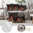 thumbnail image 6 of Mushrooms Outdoor Waterproof Pillow Covers, Butterfly Botanical Country Plants Black Decorative Square Throw Pillowcase Sofa Cushion Sham for Patio/Couch/Chair, 24"x24" 2 Pack, 6 of 8