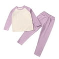 thumbnail image 2 of ATOGUTA Girls Thermal Underwear Set 2 Piece Fleece Top and Long Johns Base Layer Set Size 1T-14, Purple, 2 of 4