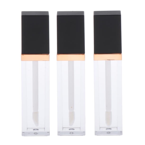 3 tubos de plástico para brillo labial y maquillaje, frascos de viaje para almacenar y transportar. Negro claro