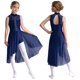 thumbnail image 3 of Disfraz de patinaje artístico para niñas, vestido de baile lírico de Ballet, vestidos con diamantes de imitación brillantes con dobladillo asimétrico dividido en la parte posterior, 3 of 5