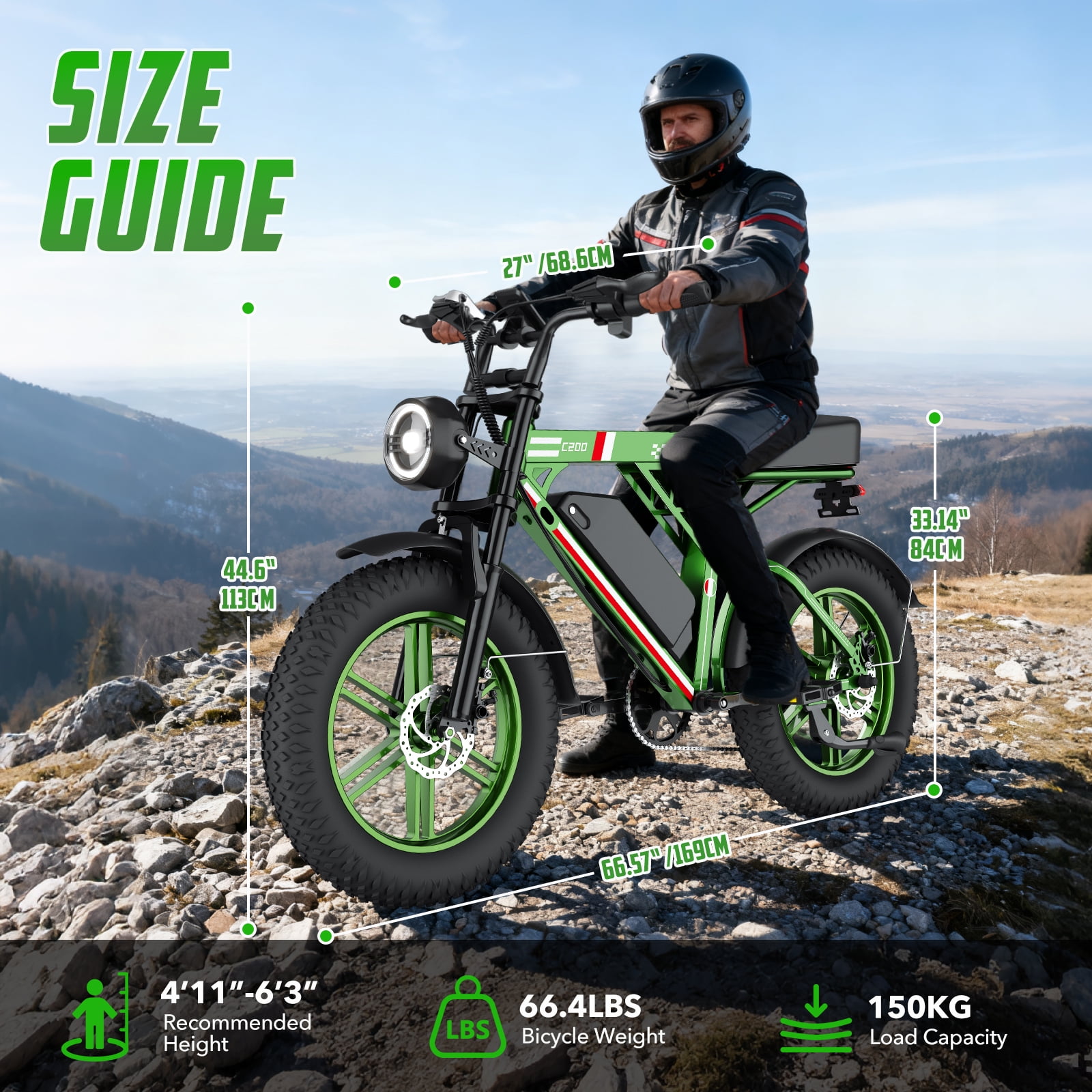 UL2849 Electric Bike for Adults, 1000W Motor, 20"x4" Fat Tire, 48V/17.5AH