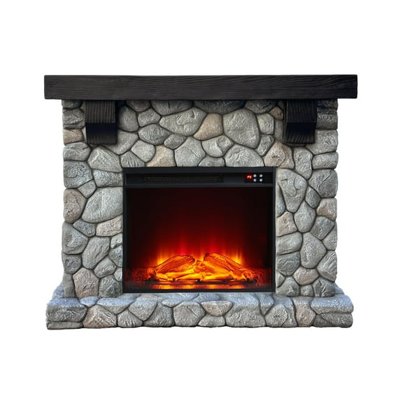 LIVILAND 44 in. Freestanding Electric Fireplace in Cool Gray Stone