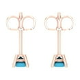 thumbnail image 4 of 0.5 Ct Round Cut Studs Blue Turquoise 14K Rose Solid Solid Gold Everyday Dainty Earrings Push Back, 4 of 7