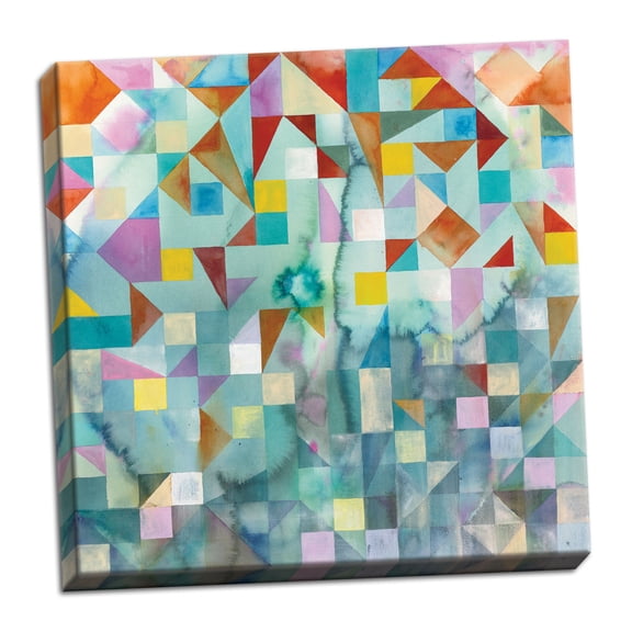 Gango Home Decor Contemporary Modern Patchwork by Danhui Nai (Ready to Hang); One 16x16in Hand-Stretched Canvas