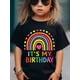 thumbnail image 1 of IT'S MY BIRTHDAY & Doodled Rainbow & Heart Graphic Print, Girls' Casual & Comfy Crew Neck Short Sleeve T-shirt For Spring & Summer, Girls' Tee & Clothes For Outdoor Activities, 1 of 7