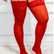 thumbnail image 1 of Nvzi 2 pares de medias rojas hasta la rodilla, talla XXL, con encaje de silicona antideslizante, ideales para usar a diario., 1 of 5