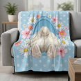 thumbnail image 2 of Blue Pink Easter Blanket Soft Cozy Warm Throw Blanket for Couch, Plush Fuzzy Flannel Fleece Blankets for Sofa, Easter Bunny Watercolor Dots Floral Artwork Bed Blankets Gifts for Men, 50"x60", 2 of 9