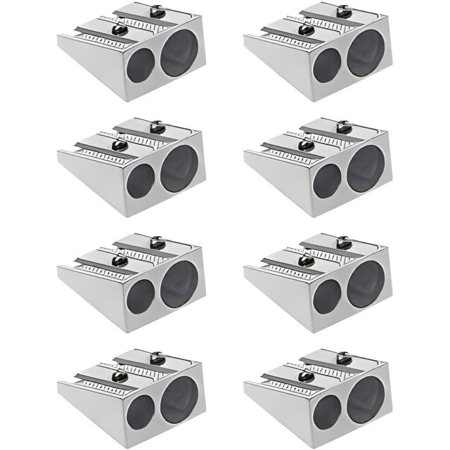 Lindbes Pencil Sharpener Survival Hand Held Pencil Sharpener Metal Pencil Sharpener Magnesium 2-Hole Pencil Sharpener Magnesium Alloy Wedge Profile Magnesium Alloy Pencil Sharpener (8