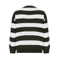 thumbnail image 4 of Women's Striped Sweaters Oversized Crew Neck Trendy Long Sleeve Pullover Tops for Fall & Casual Lounge Olive Green L, 4 of 8