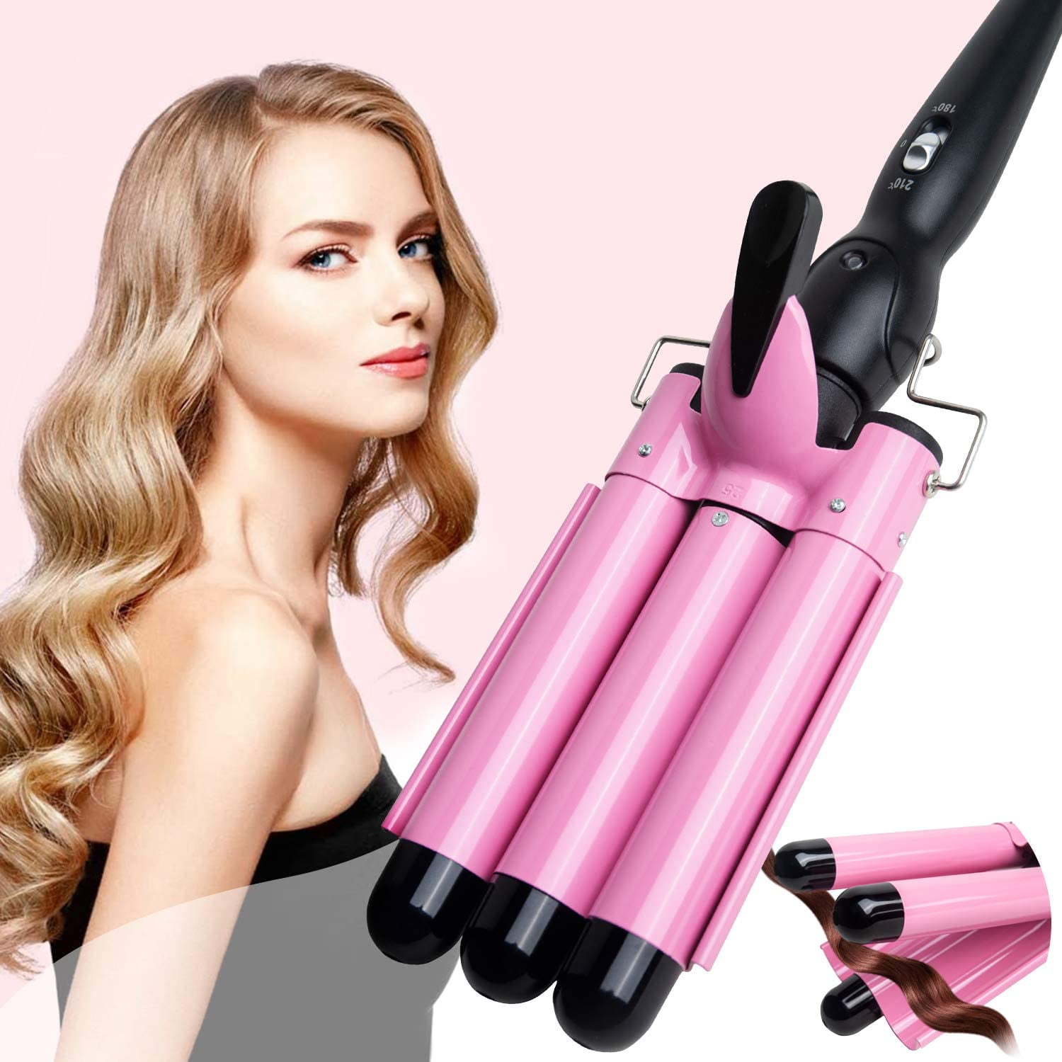 3 Barrel Curling Iron Wand 25mm Portable Temperature Adjustable