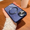 thumbnail image 5 of Compatible with iPhone 14 Magnetic Glitter Case, Luxury Plating Cute Bling Clear Phone Case, Compatible with MagSafe for Women Girls with Camera Protector Back Cover - Blue, 5 of 10