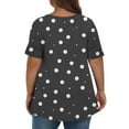 thumbnail image 4 of FDGIU Women's Plus Size Summer Tunic Tops - Loose Short Sleeve V Neck Blouse with Polka Dot Design, Dressy Casual Shirts for Leggings, 4 of 5