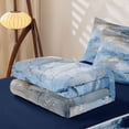 thumbnail image 5 of Erosebridal Modern Oil Painting Zipper Twin Comforter Sets with Fitted Sheet and 2 Pillowcases, Contemporary Abstract Zipper Bedding Set, Blue Gray, Navy Reversible, 5 of 7