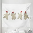 thumbnail image 1 of Dancing Bears Tapestry, Santa Claus Happy Merry Christmas Themed Playing Winter Season, Fabric Wall Hanging Decor for Bedroom Living Room Dorm, 5 Sizes, Vermilion and Pale Sepia, by Ambesonne, 1 of 1