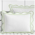 thumbnail image 3 of Eiderdown Decor400TC Cotton Scallop Embroidery & Border Sateen Solid Duvet Cover set Oversized King 120" × 98" 1 Duvet cover and 20"×36" 2 Pillow sham , Sage Scallop and Border, 3 of 5