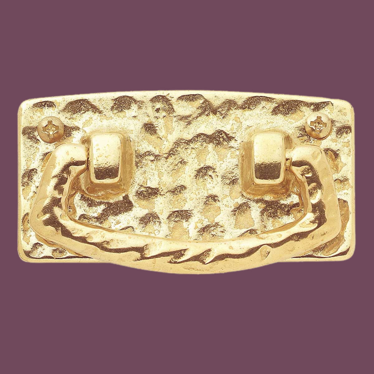 Renovators Supply Vintage Bright Solid Brass Mission Bail Pull Hammered Design 2.5" Boring