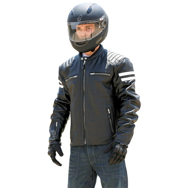 Joe Rocket 'Classic 92' Mens Black/White Leather Motorcycle Jacket 3X-Large