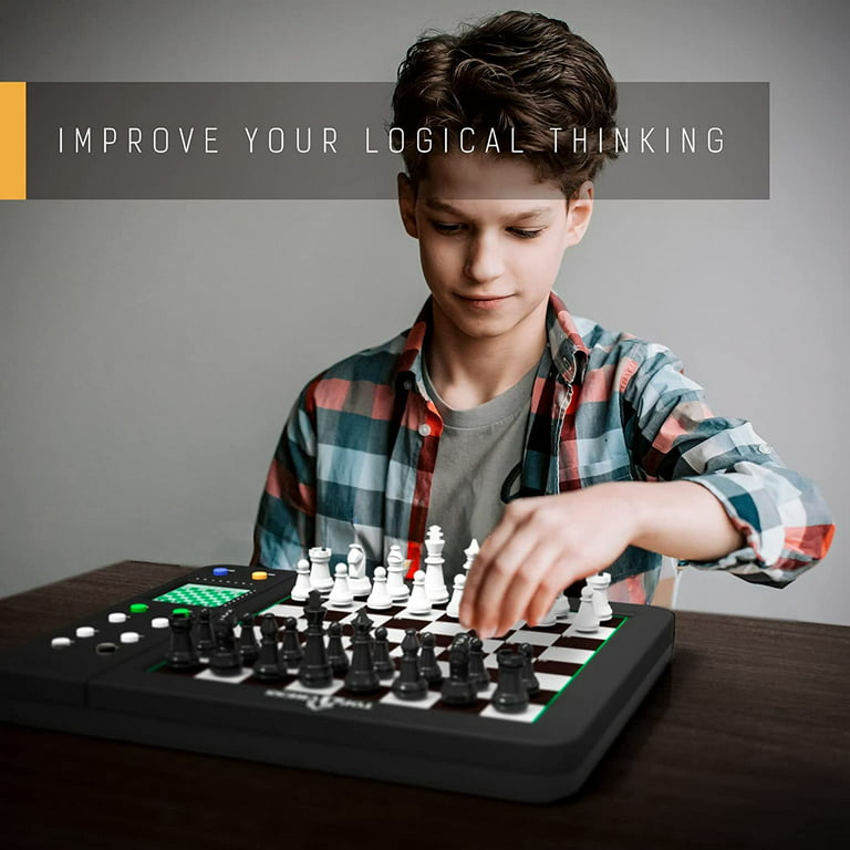 Electronic Grandmaster Chess Game- Play Opponent, or Multi Level Computer,  Plus Talking Coach & Preset Exercises- Perfect for Kids & Adults- w 8 Bonus