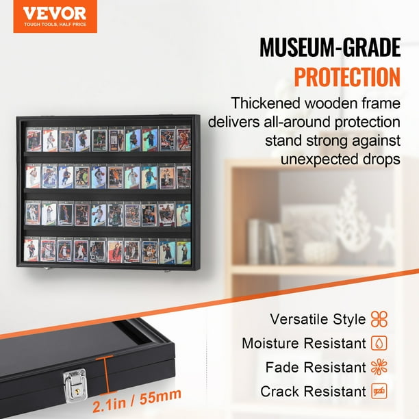 VEVOR 36 Graded Sports Card Display Case, 30.5x24.3x2.1 in, Baseball Card  Display Frame with 98% UV Protection Clear View PC Glass, Lockable Wall  Cabinet for Football Basketball Hockey Trading Card - Walmart.ca