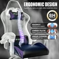 thumbnail image 6 of Bigzzia Gaming Chair PU Leather Adjustable Headrest & Lumbar Support, Purple, 6 of 9