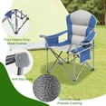 thumbnail image 6 of Portable 38.8 " Width Seat Folding Camping Chair Directors Chair Foldable Chair for Makeup Artist, Sports Event, Craft Show, Supports 500LBS Gray Blue, 6 of 9