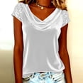 thumbnail image 2 of Camisas de Color Sólido para las Mujeres Plisado Estirable Puños Cuello en V Suéter de Manga Larga Blusa, Camisas de Manga Larga de las Mujeres, 2 of 5