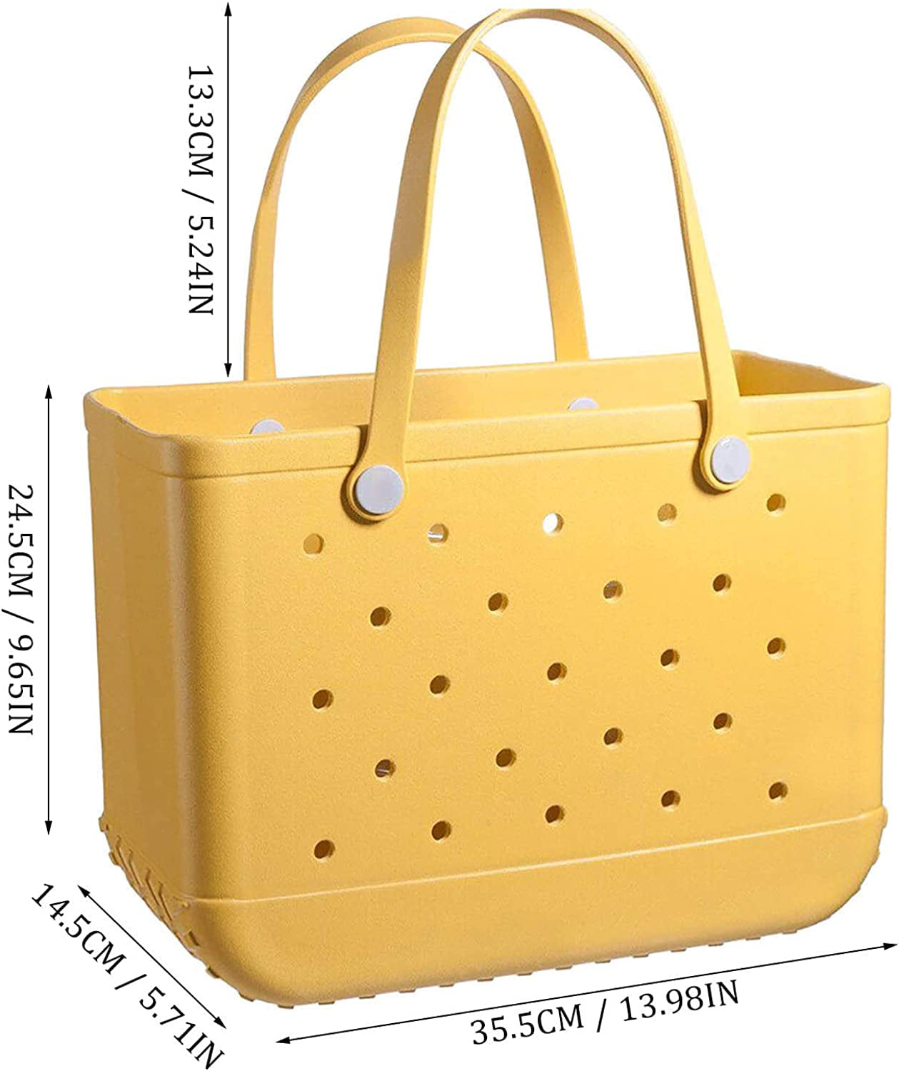 Rubber Beach Bag With Holes ,1 Beach Tote Bag + 1 Swim Wet & Dry  Bag,Waterproof Washable Proof Durable Open Tote Bag