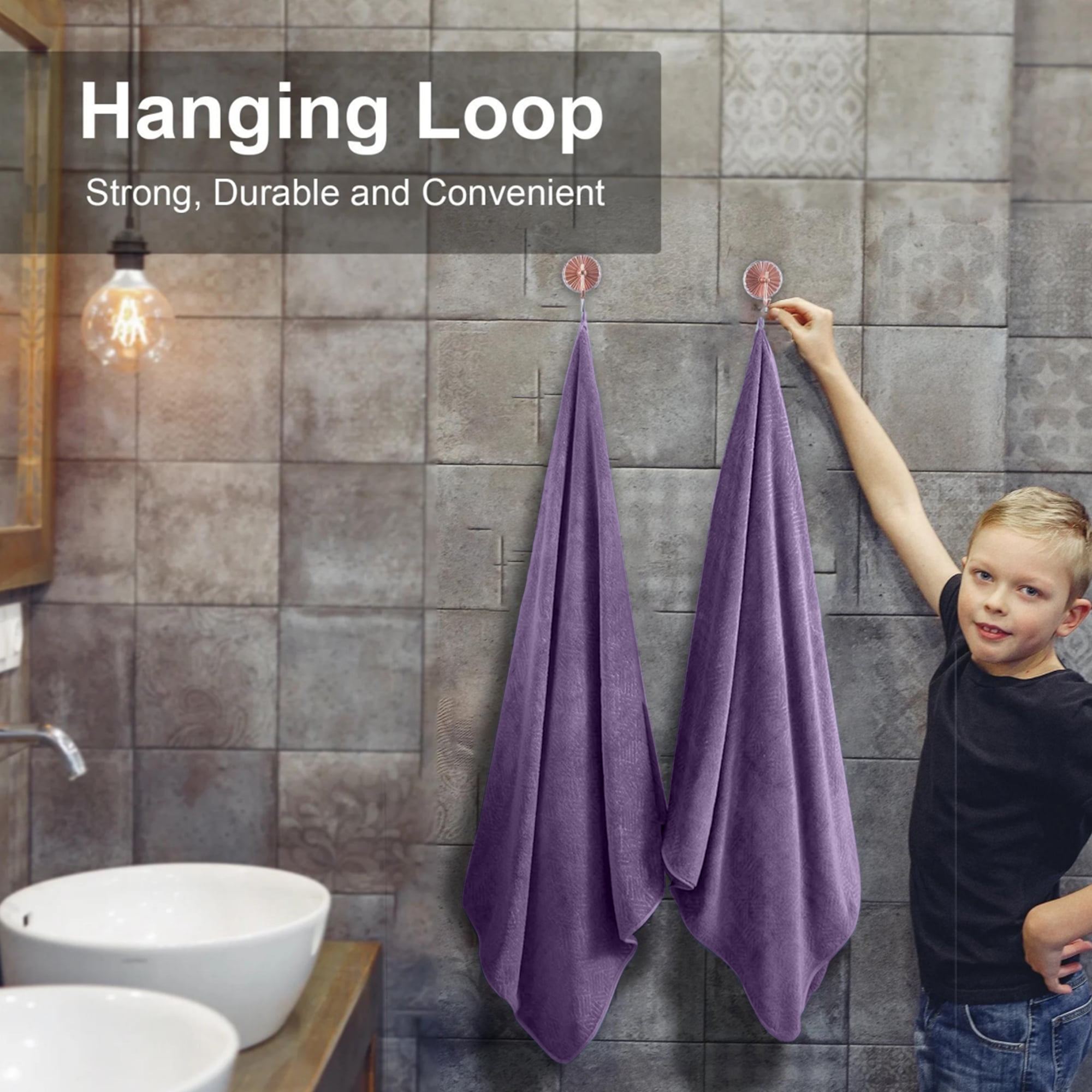 Green Essen 4 Pack Oversized Bath Towel Sets 35"x 70"Highly Absorbent Quick Dry Bath Sheets 600 GSM Extra Large Bath Towels Clearance Soft Shower Towels for Bathroom Spa Hotel Gym Pet(Dark Purple)
