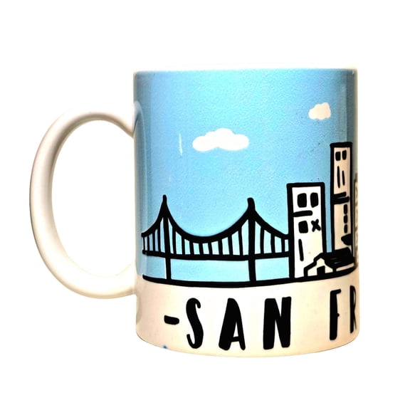 Coffee Quips 12 oz Ceramic Mug with San Francisco Skyline