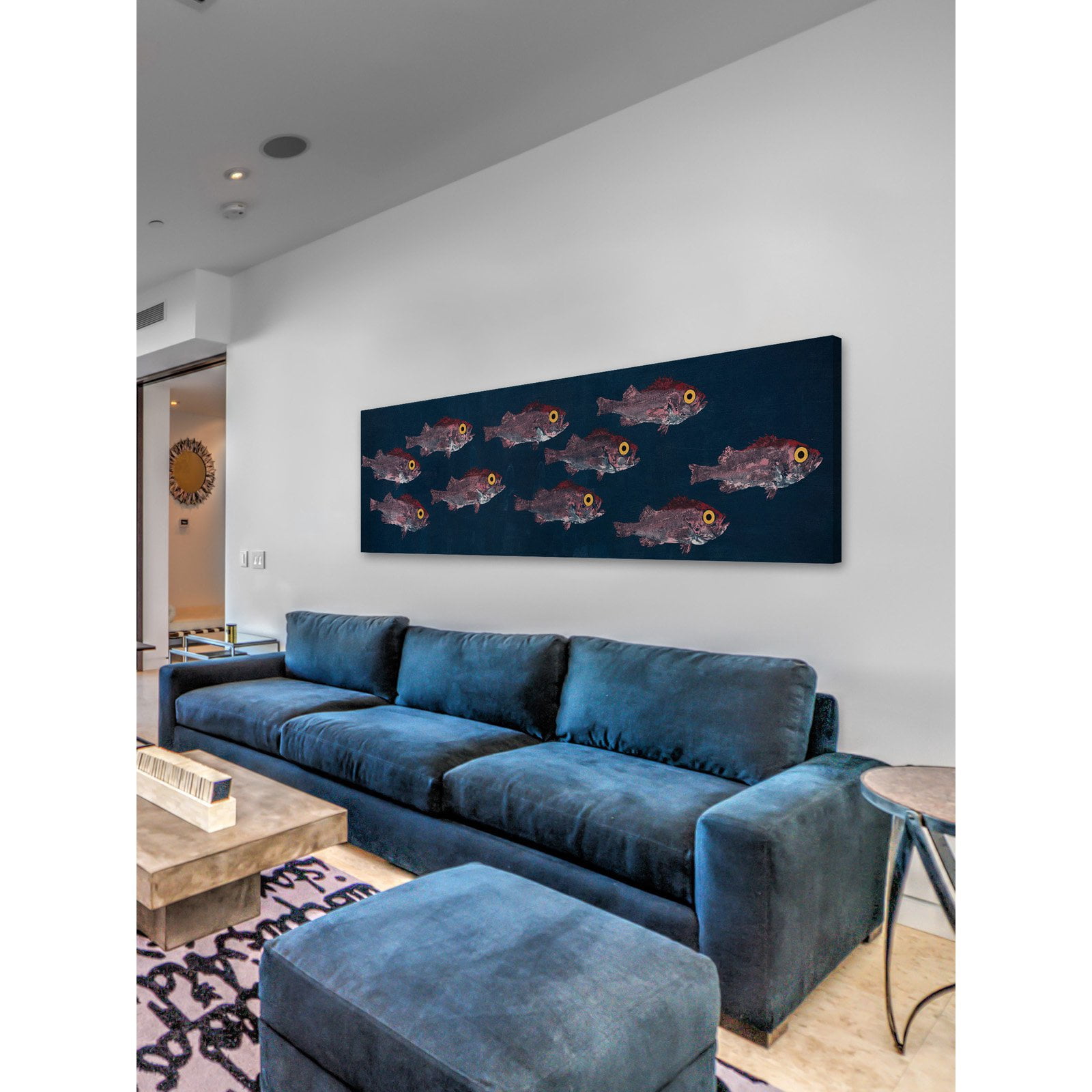 Marmont Hill "Big-Eyed Fish" by Michael Pantalos Painting Print on Wrapped Canvas