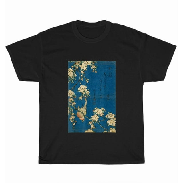 Goldfinch And Cherry Tree Japanese Retro Spring Nature Scene Unisex T-Shirt B02317, up to size 5XL