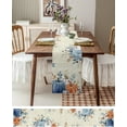 thumbnail image 5 of Fall Table Runner 13x36 Inches Long Blue Pumpkin Table Runners Floral Leaves Cotton Linen Autumn Harvest Dresser Scarf Kitchen Dining Table Decor for Thanksgiving Holiday Party Coffee Indoor Outdoor, 5 of 6