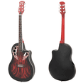 thumbnail image 3 of Full-Size Cutaway Acoustic-Electric Guitar in Sunset Red Color, 41 Inch 6-String Guitar with Rosewood Fingerboard, Grape Voice Hole and Round Back Design, 3 of 9